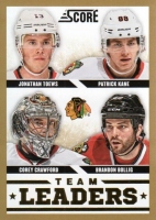 2013-14 Score Gold #556 Jonathan Toews TL/Patrick Kane/Brandon Bollig/Corey Crawford