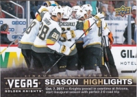 2017-18 Upper Deck Vegas Golden Knights Inaugural #38 First Overtime Victory SH