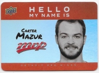 2025-26 Upper Deck MVP Hello My Name Is Stickers #HNI20 Carter Mazur