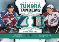 2013-14 Artifacts Tundra Tandems Patches Emerald #TTSH Joe Sakic / Milan Hejduk