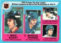 1979-80 O-Pee-Chee #5 Power Play/Goal Leaders / Mike Bossy / Marcel Dionne / Paul Gardner / Lanny McDonald